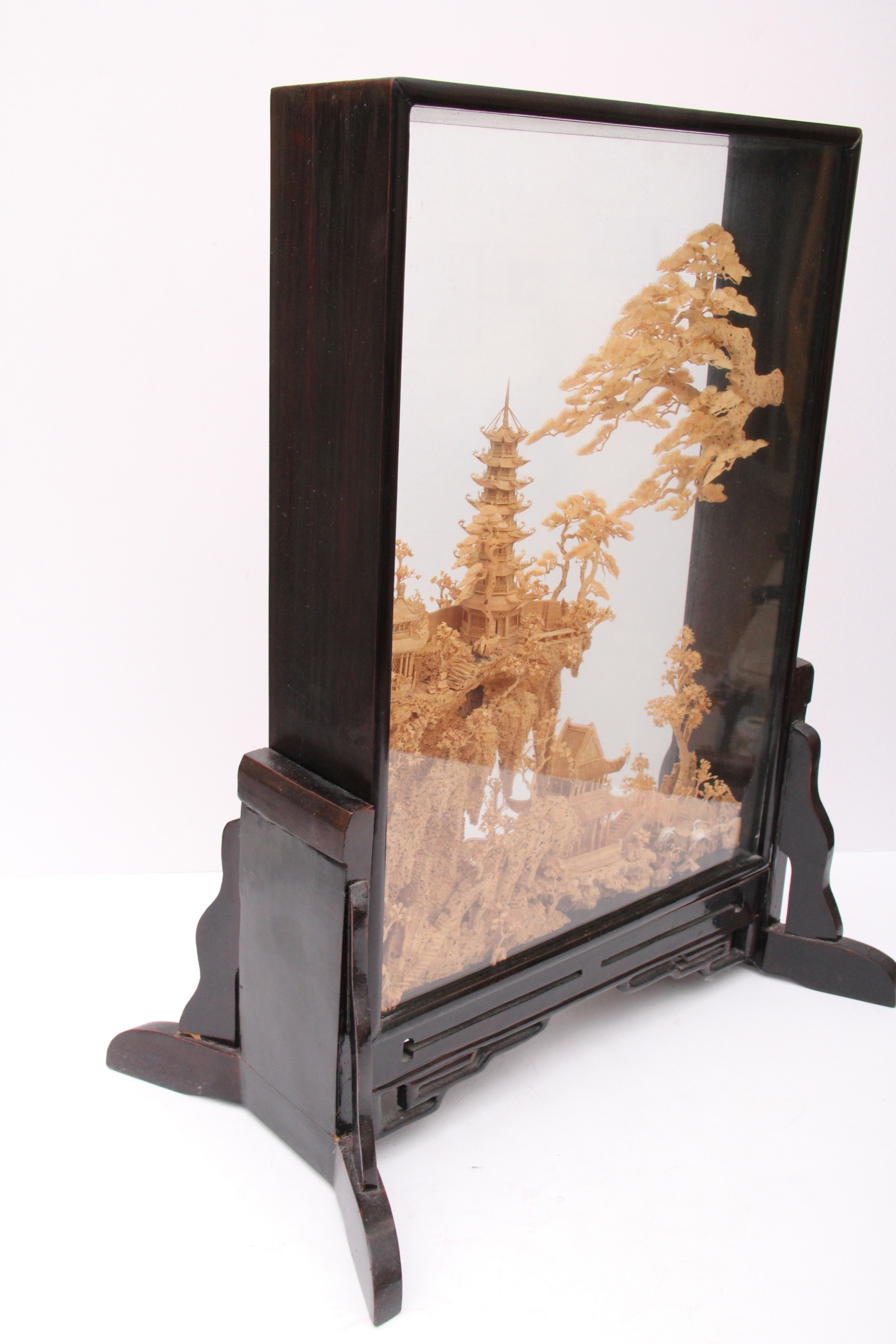 Large Chinese Cork Carving Diorama