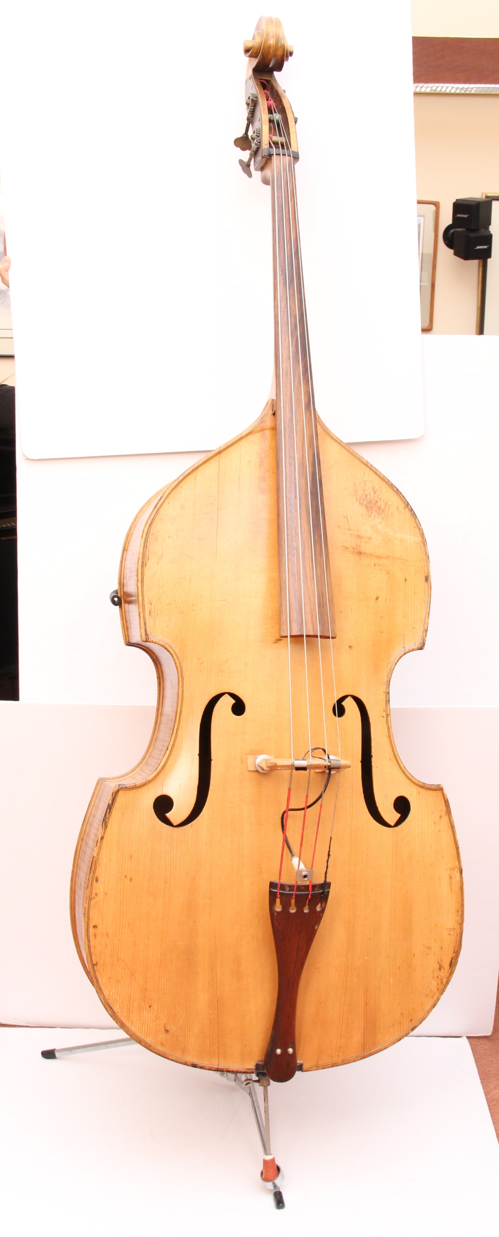 Antique Standing Bass with Electric Pickups