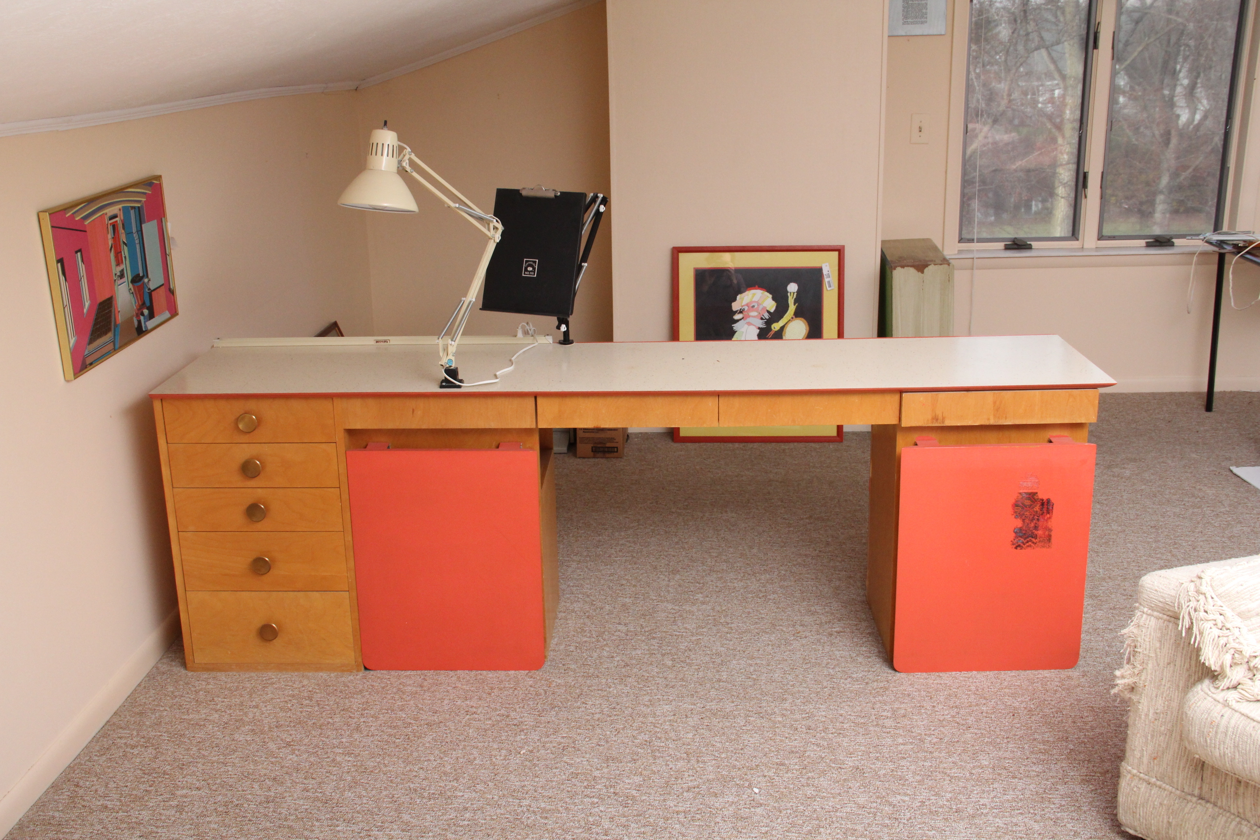 Vintage Typist Table with Light