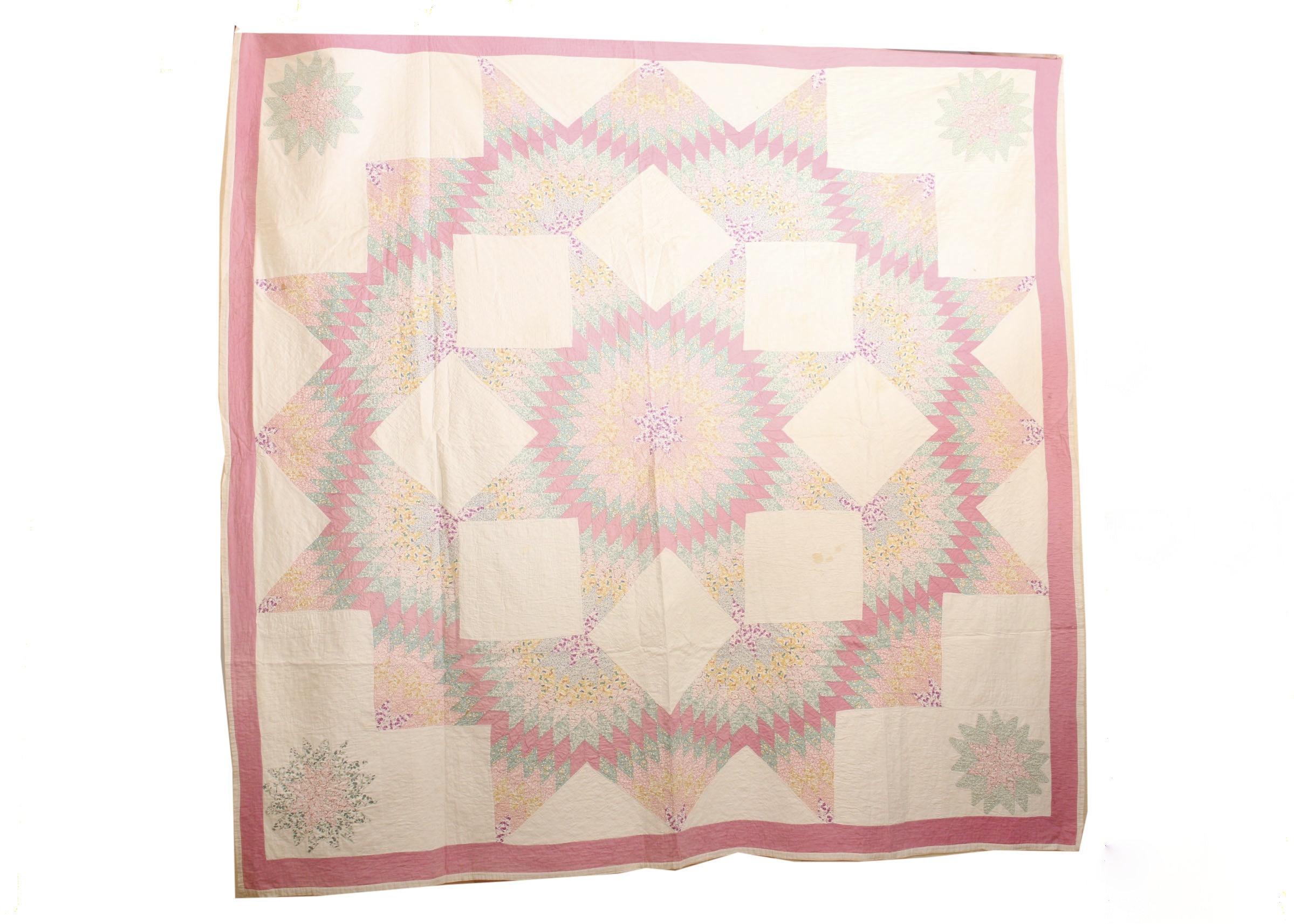 Circa 1920 Hand Stitched Carpenter Star Medallion Quilt