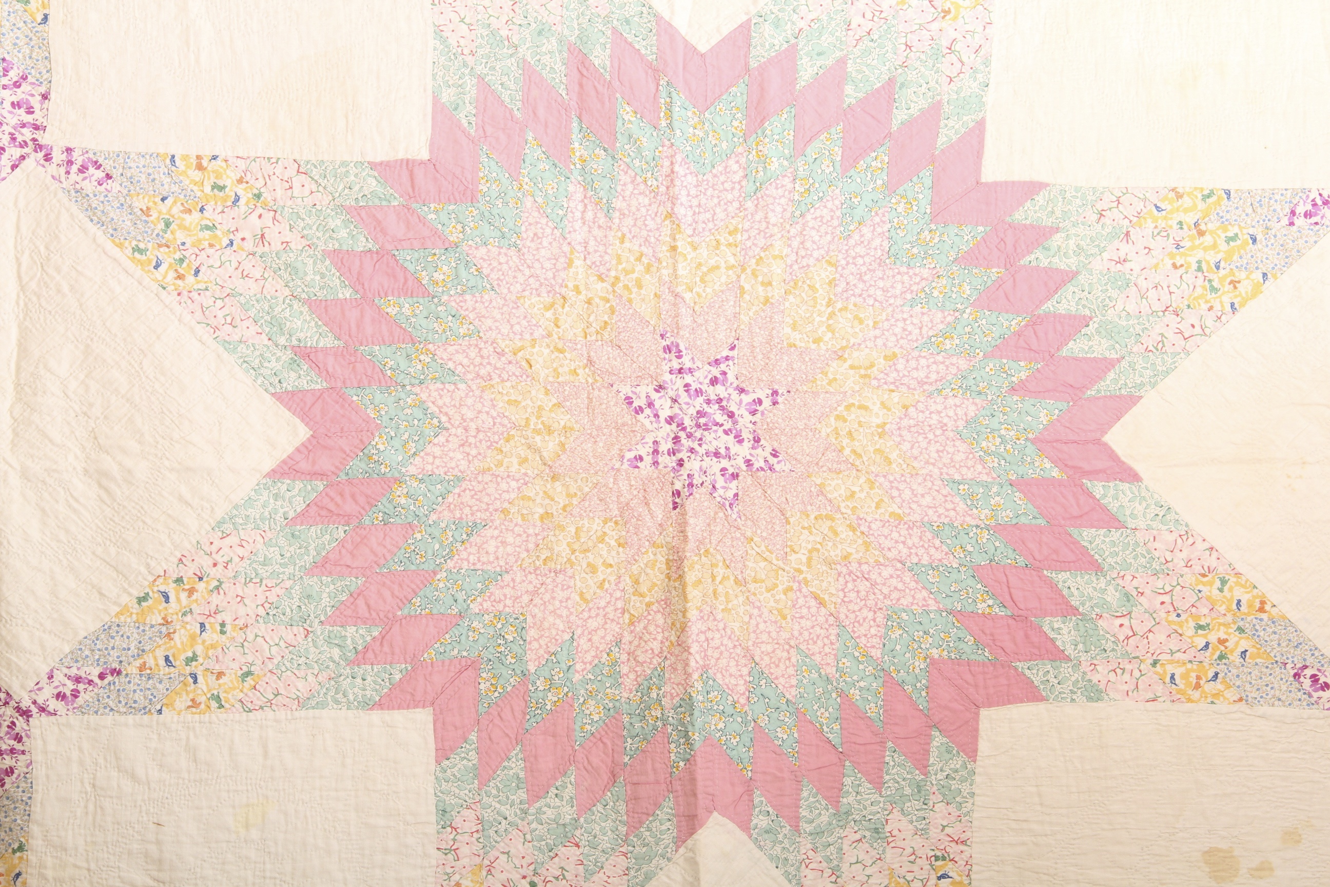Circa 1920 Hand Stitched Carpenter Star Medallion Quilt