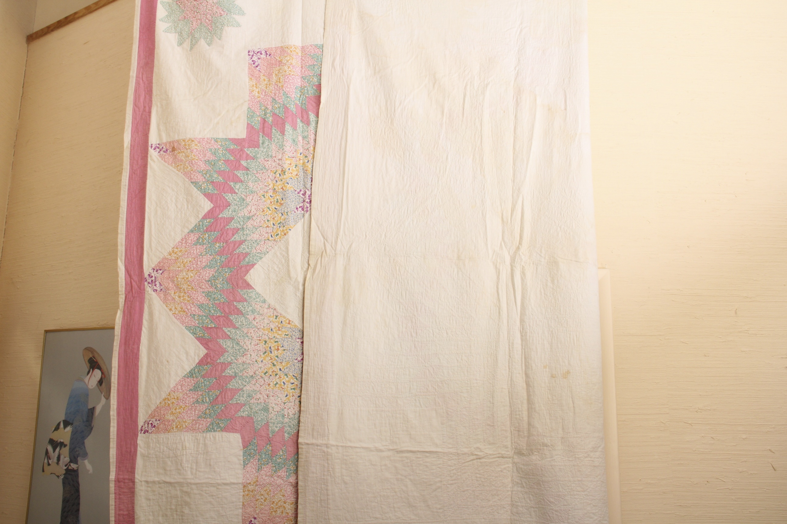 Circa 1920 Hand Stitched Carpenter Star Medallion Quilt