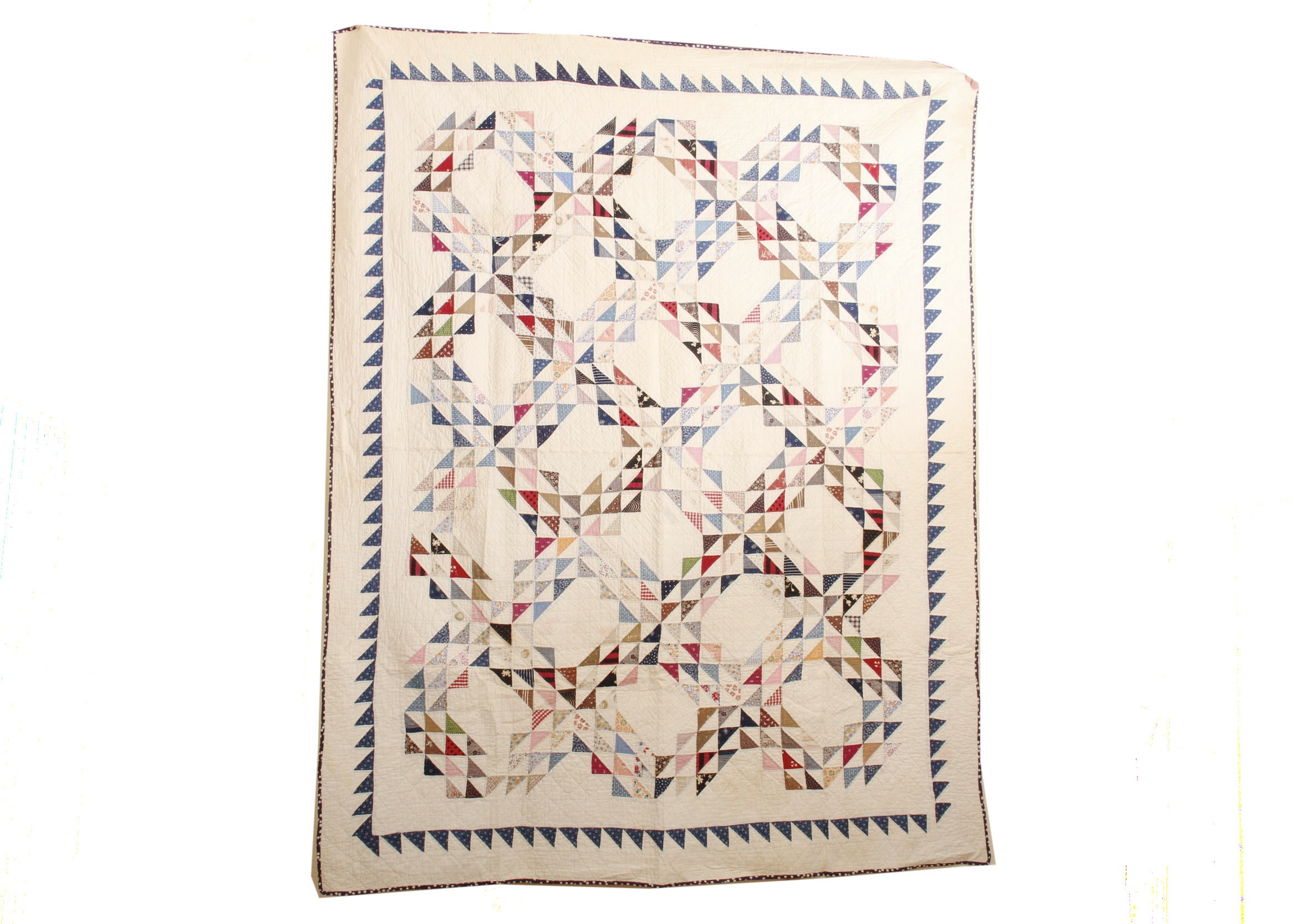 Circa 1920 Hand Stitched Ocean Waves Quilt