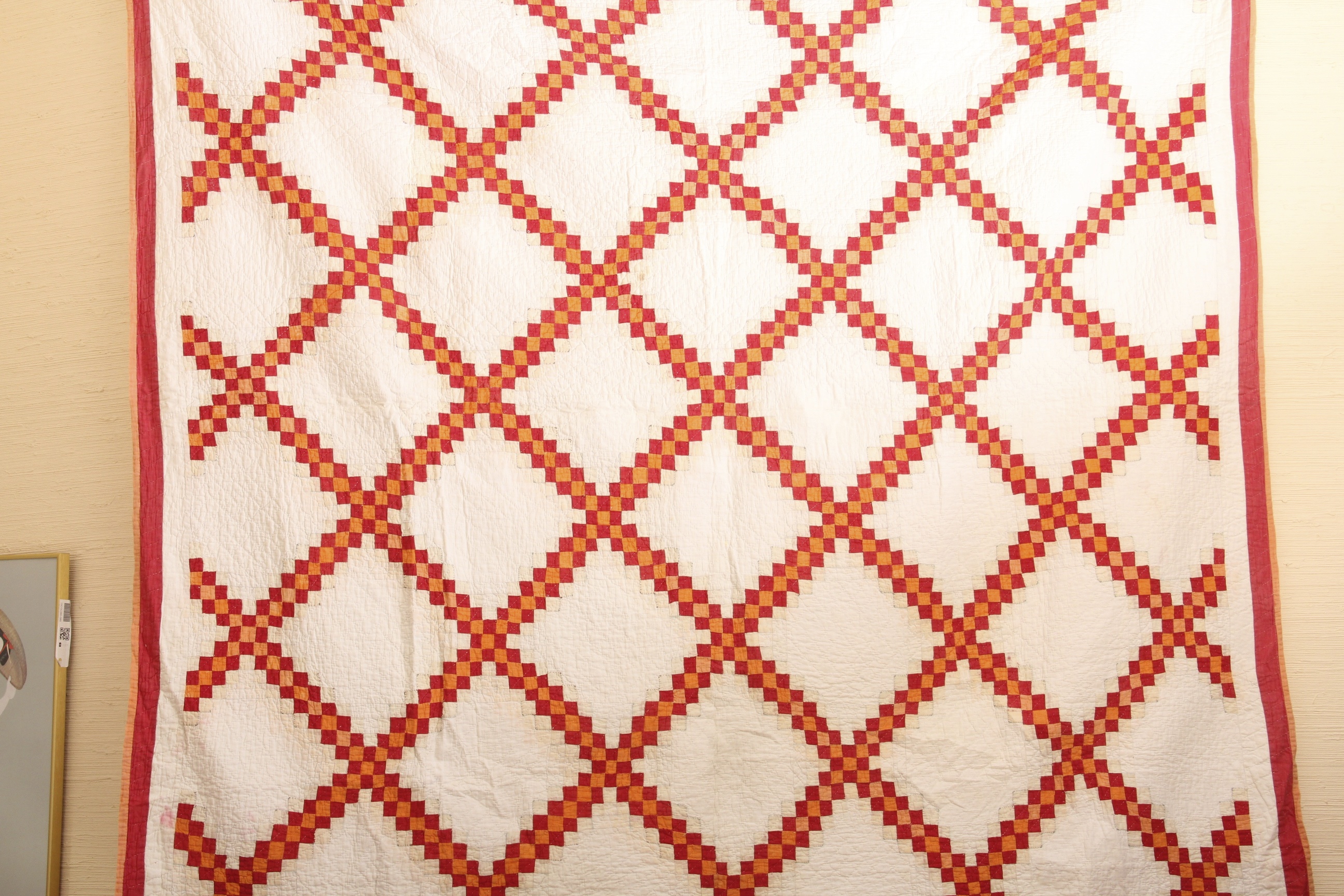 Circa 1920 Hand Stitched Double Irish Chain Quilt