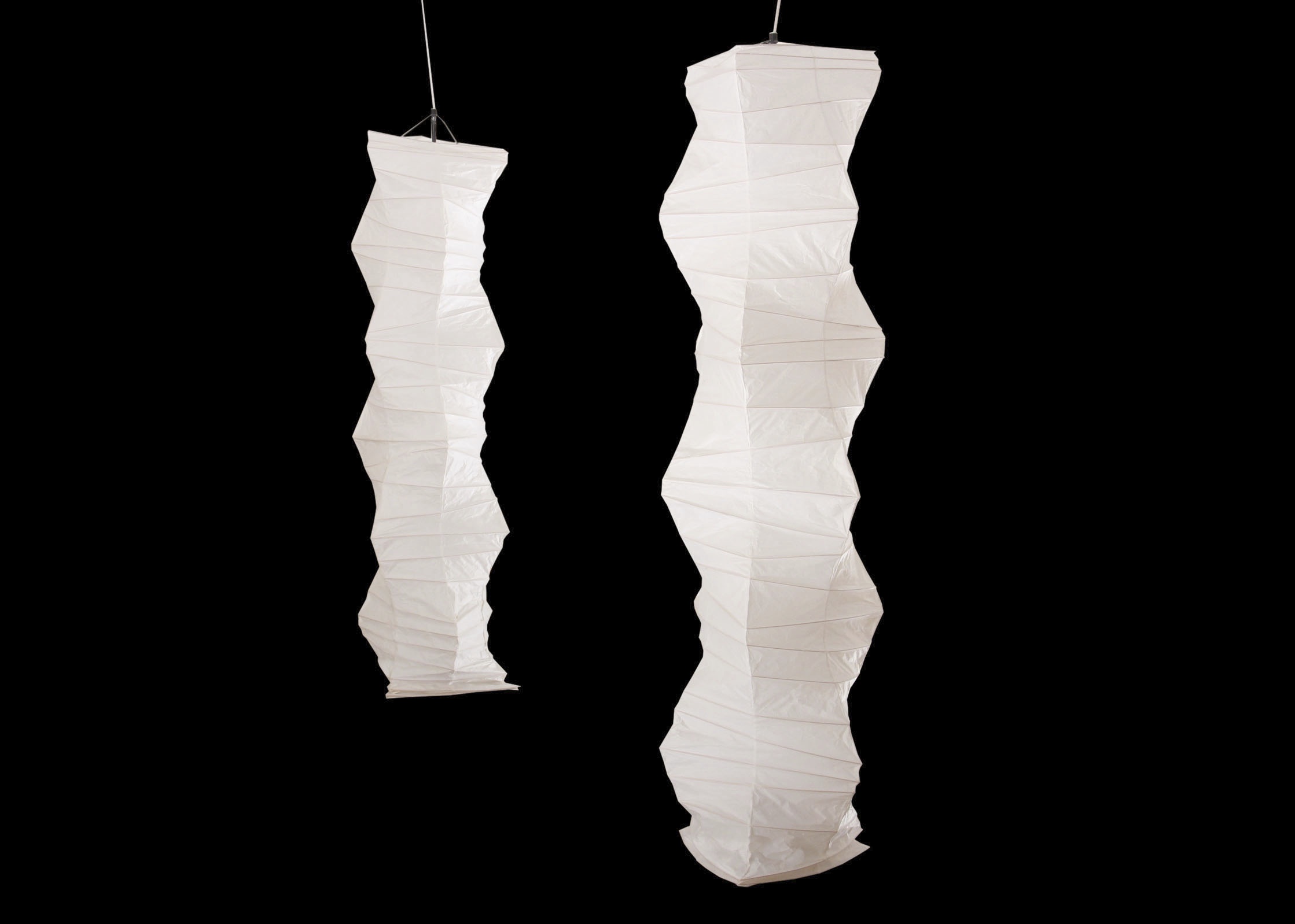 Pair of Isamu Noguchi Akari Paper Light Suspension Sculptures