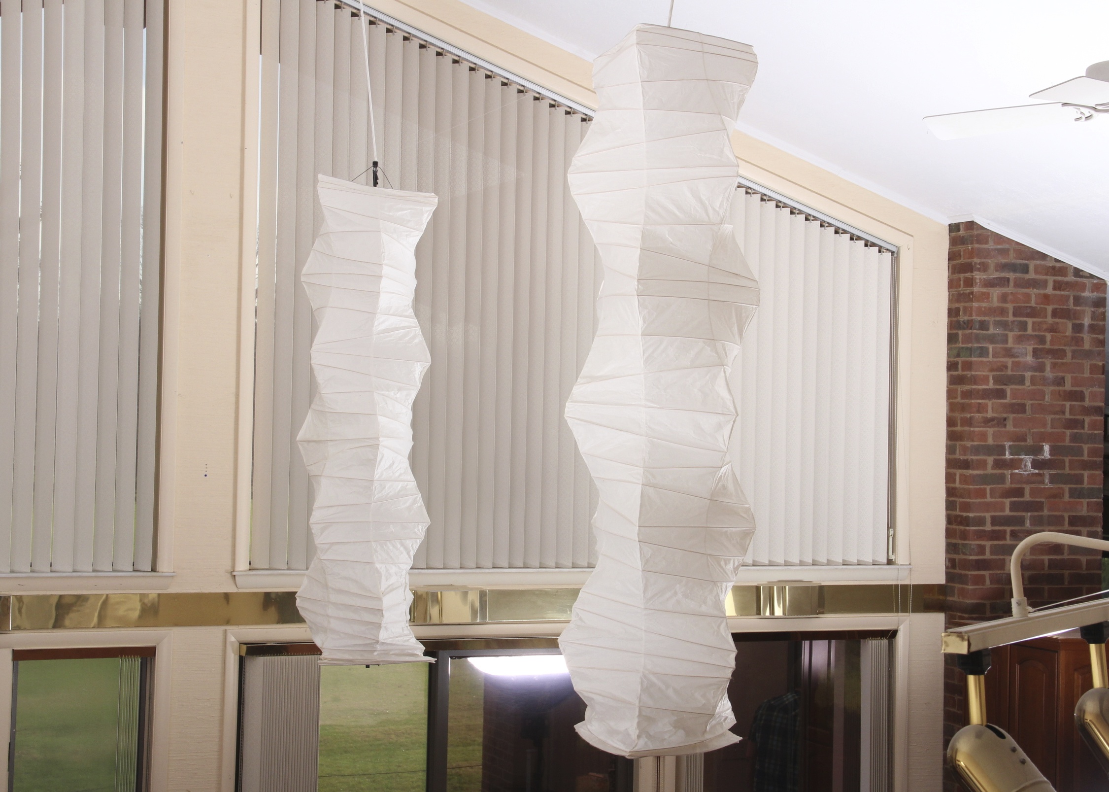 Pair of Isamu Noguchi Akari Paper Light Suspension Sculptures