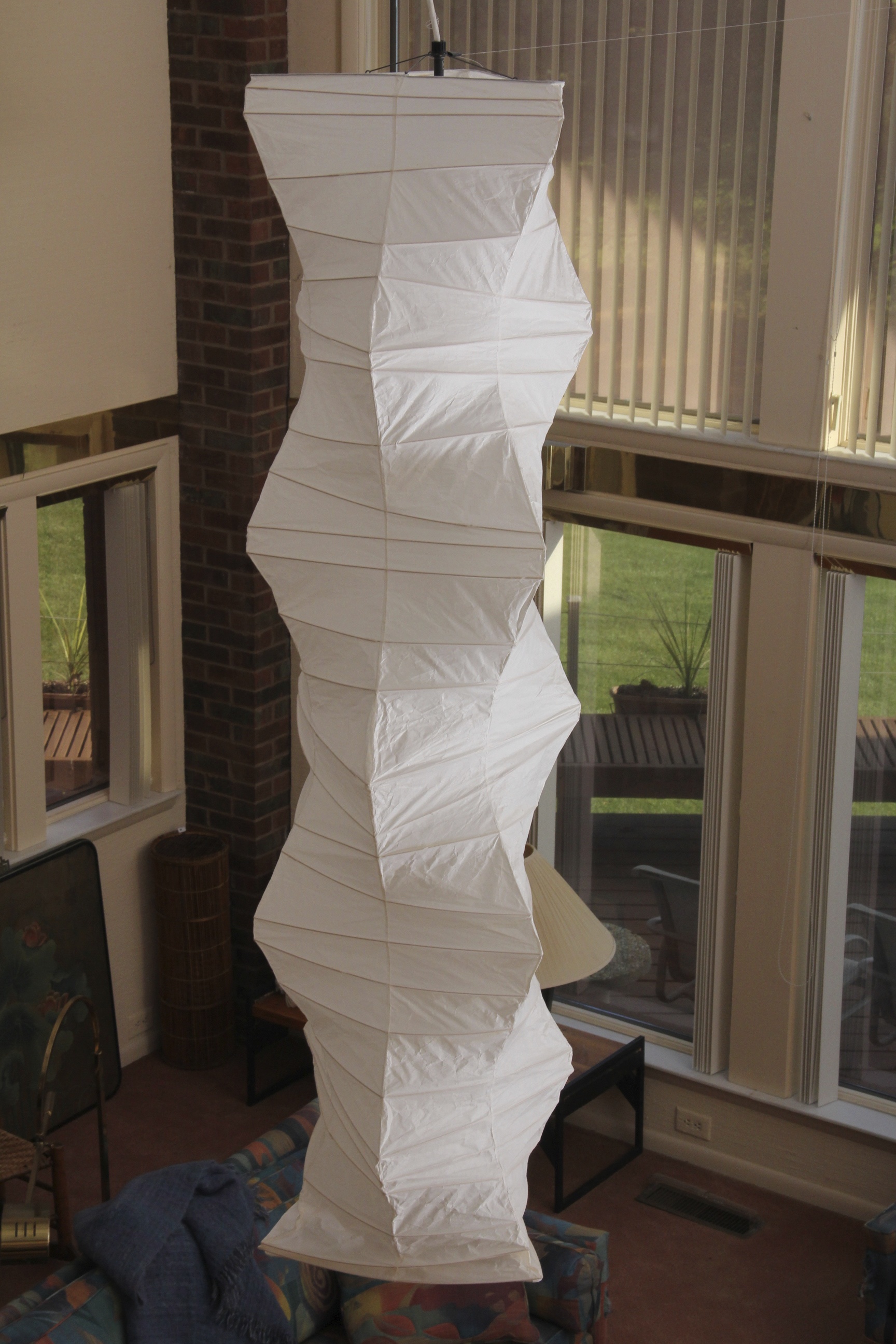 Pair of Isamu Noguchi Akari Paper Light Suspension Sculptures