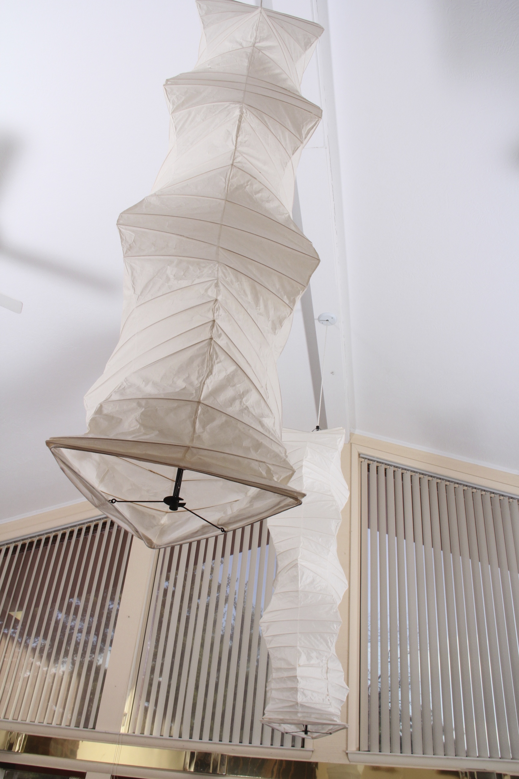 Pair of Isamu Noguchi Akari Paper Light Suspension Sculptures