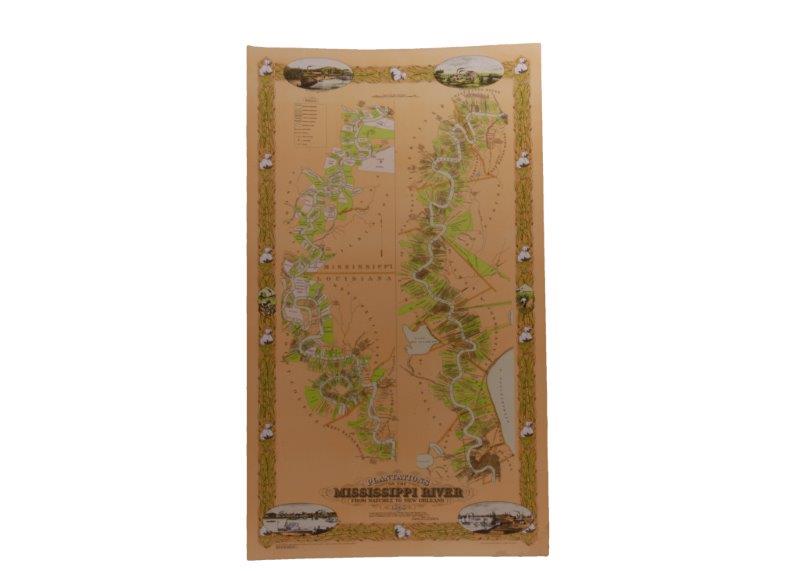 "Plantations of the Mississippi River" Offset Lithograph Map