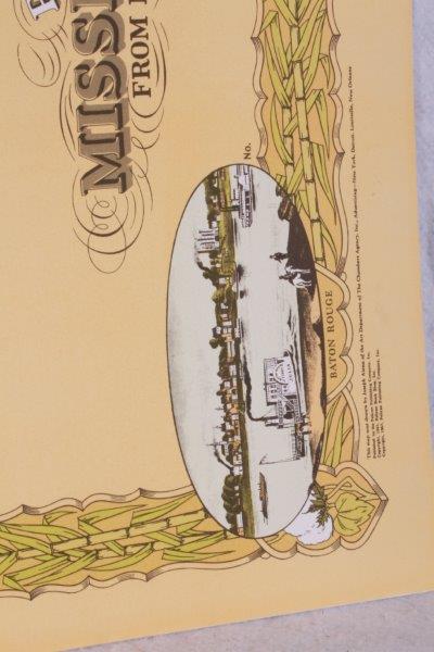 "Plantations of the Mississippi River" Offset Lithograph Map