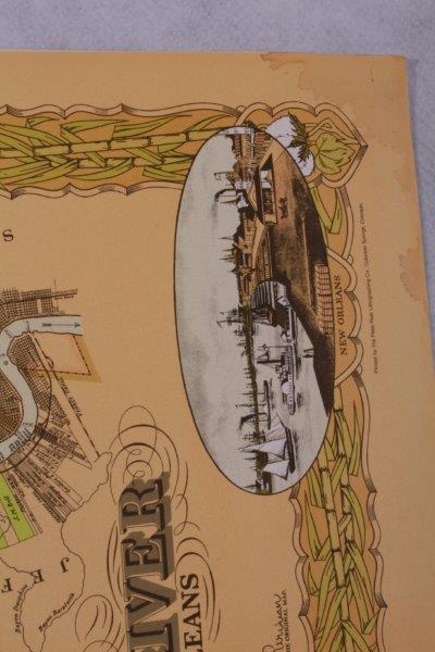 "Plantations of the Mississippi River" Offset Lithograph Map