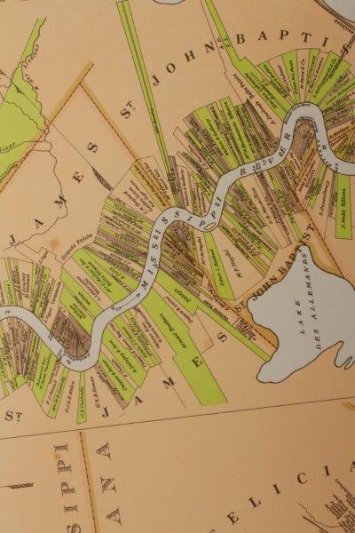 "Plantations of the Mississippi River" Offset Lithograph Map