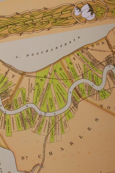 "Plantations of the Mississippi River" Offset Lithograph Map