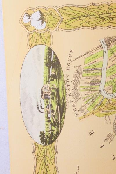 "Plantations of the Mississippi River" Offset Lithograph Map