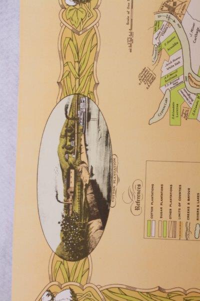 "Plantations of the Mississippi River" Offset Lithograph Map