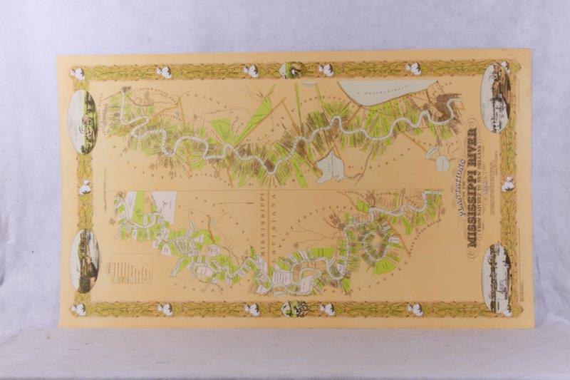 "Plantations of the Mississippi River" Offset Lithograph Map