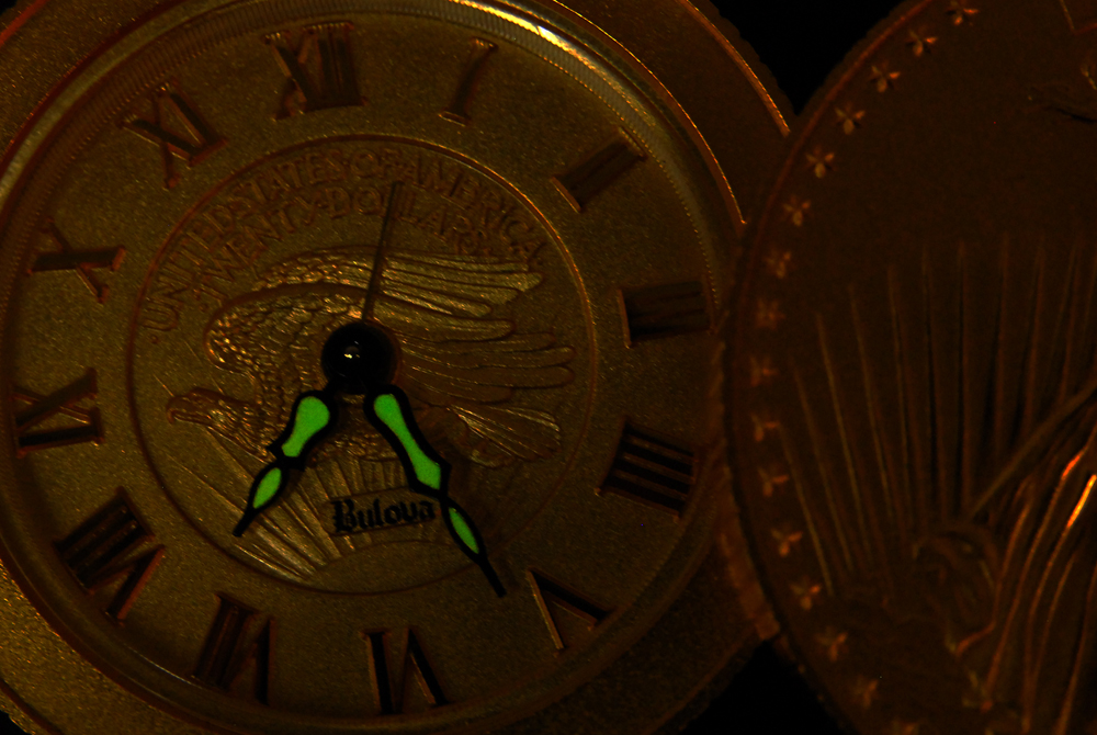 Bulova Twenty Dollar Gold Coin Lady Liberty Alarm Clock