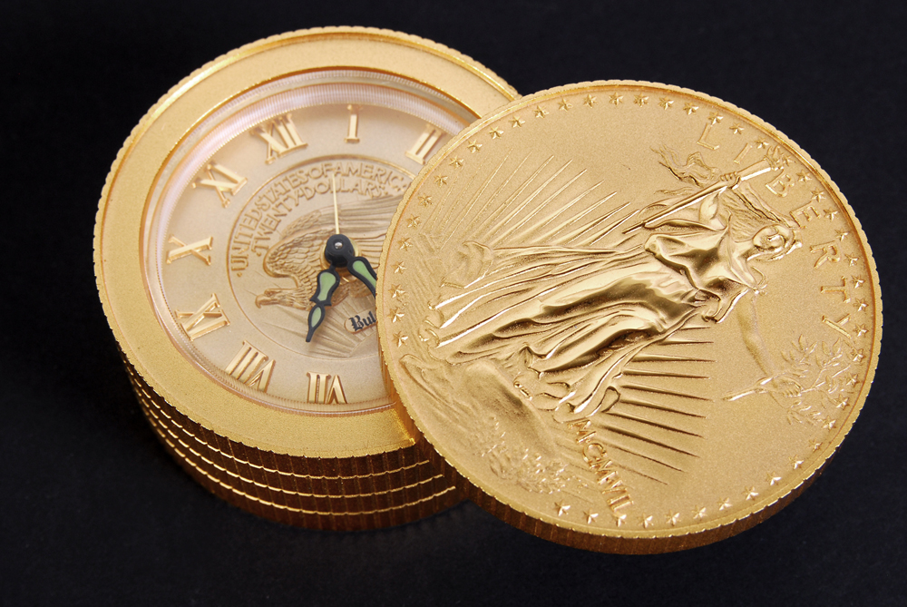 Bulova Twenty Dollar Gold Coin Lady Liberty Alarm Clock