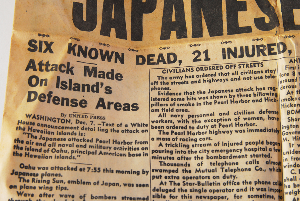 Historic "Honolulu Star-Bulletin" Newspaper: Pearl Harbor Attack