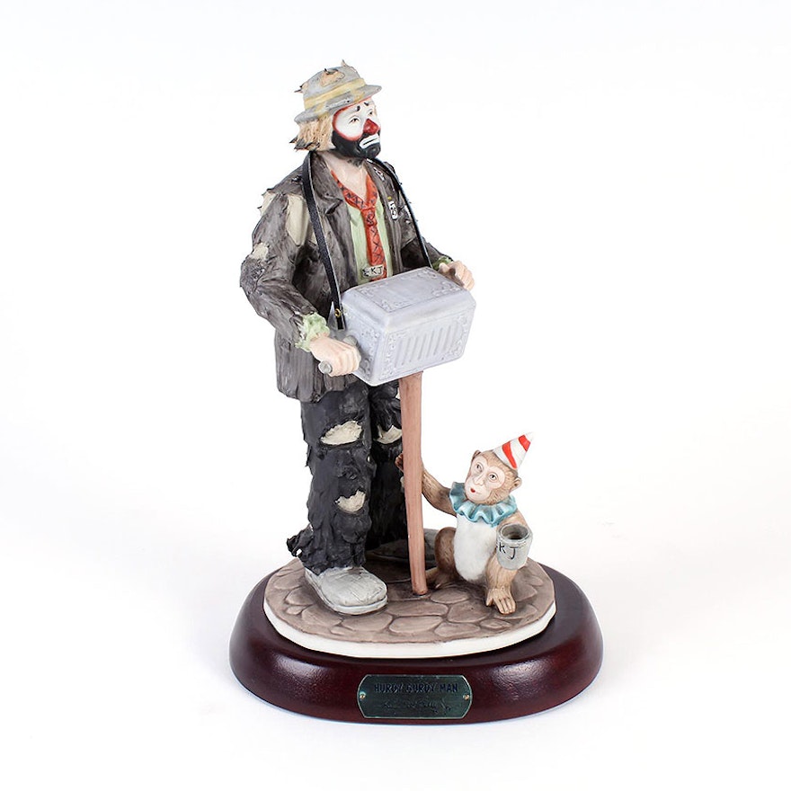 Emmett Kelly Jr Limited Edition "Hurdy Gurdy Man" Porcelain Figurine