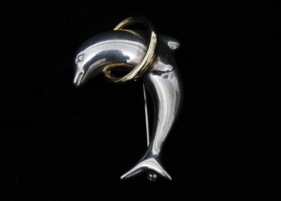 Sterling Silver and 18K Gold Tiffany & Co. Dolphin Brooch