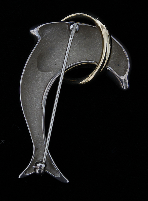 Sterling Silver and 18K Gold Tiffany & Co. Dolphin Brooch