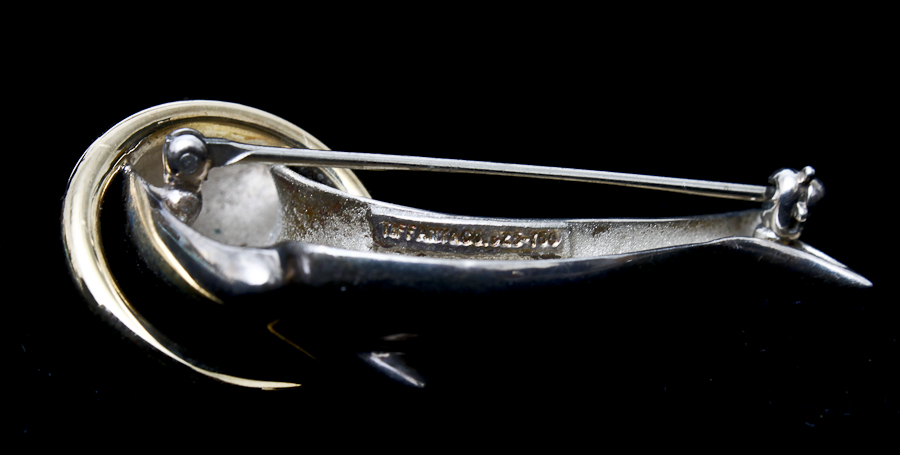Sterling Silver and 18K Gold Tiffany & Co. Dolphin Brooch