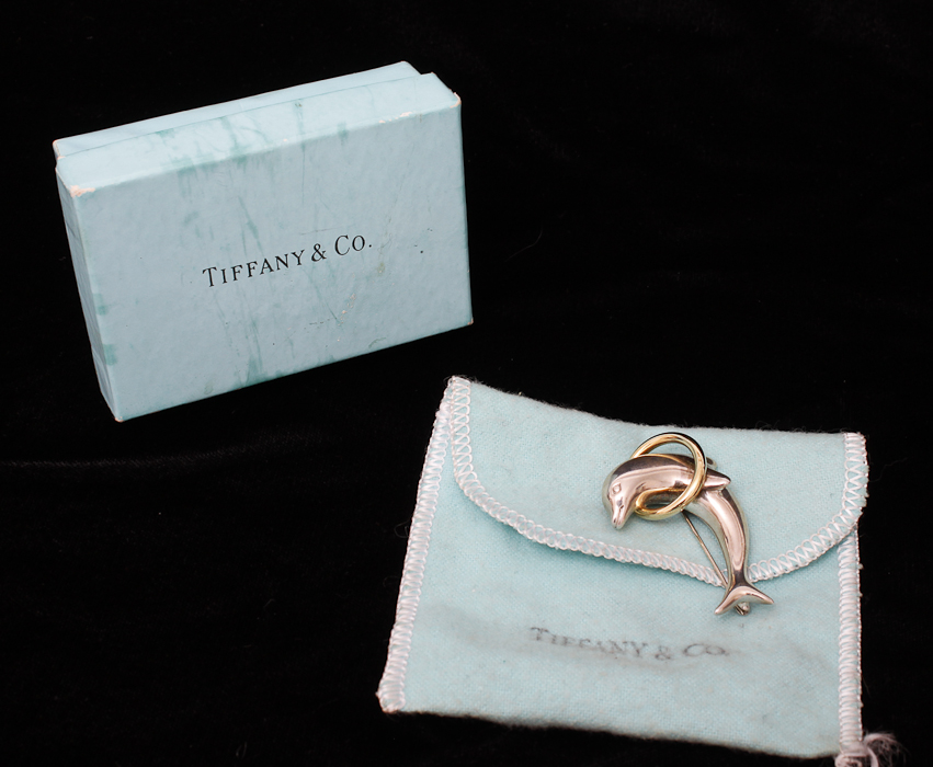 Sterling Silver and 18K Gold Tiffany & Co. Dolphin Brooch