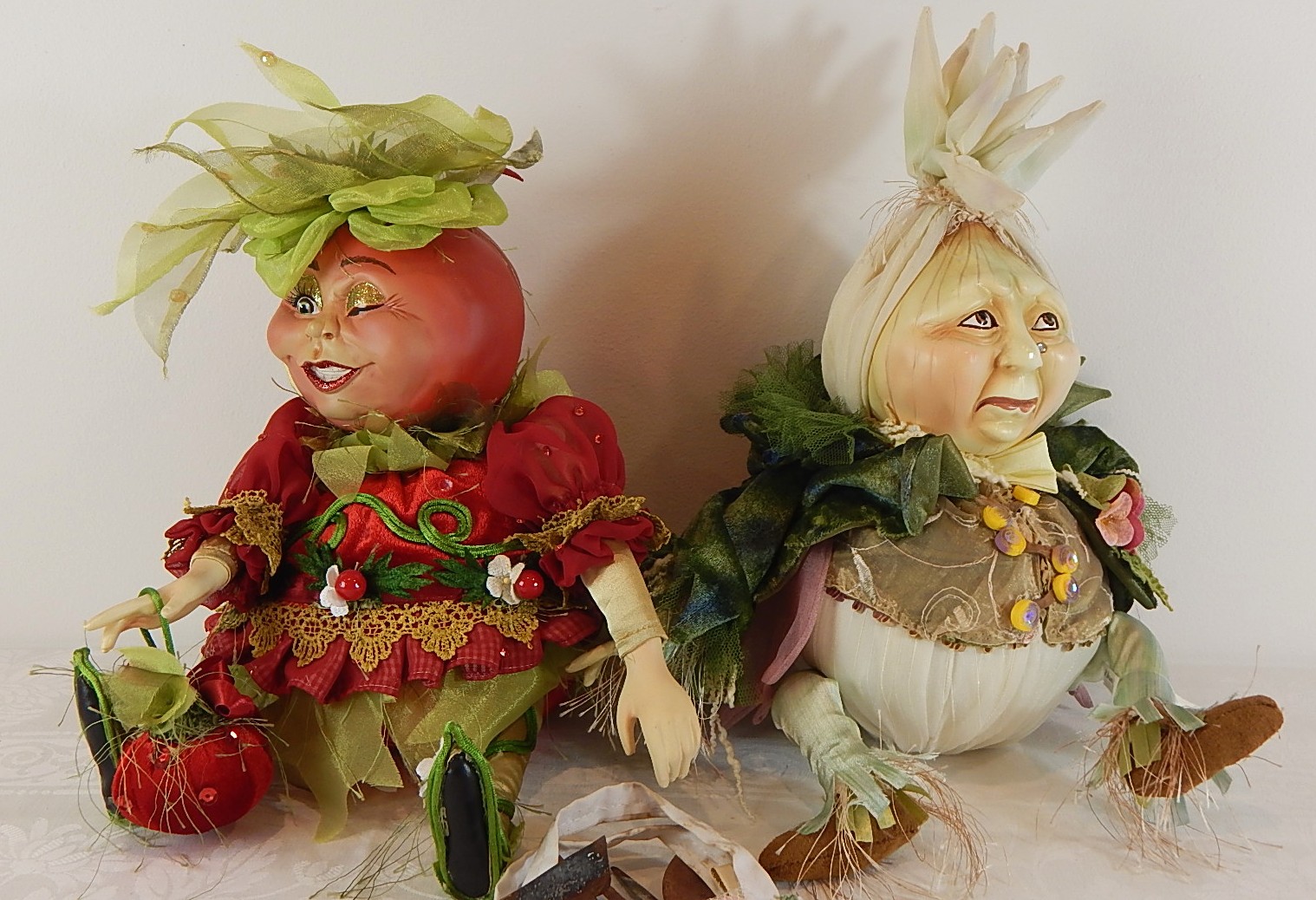 Wayne Kleski Vegetable Dolls - Retired Onion and Tomato