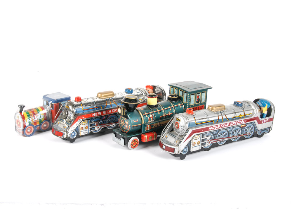 Trio of Vintage Tin Trains