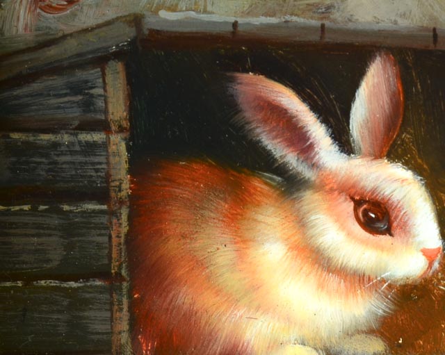 G. Roy Oil Painting on Board of Bunnies