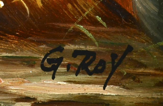 G. Roy Oil Painting on Board of Bunnies