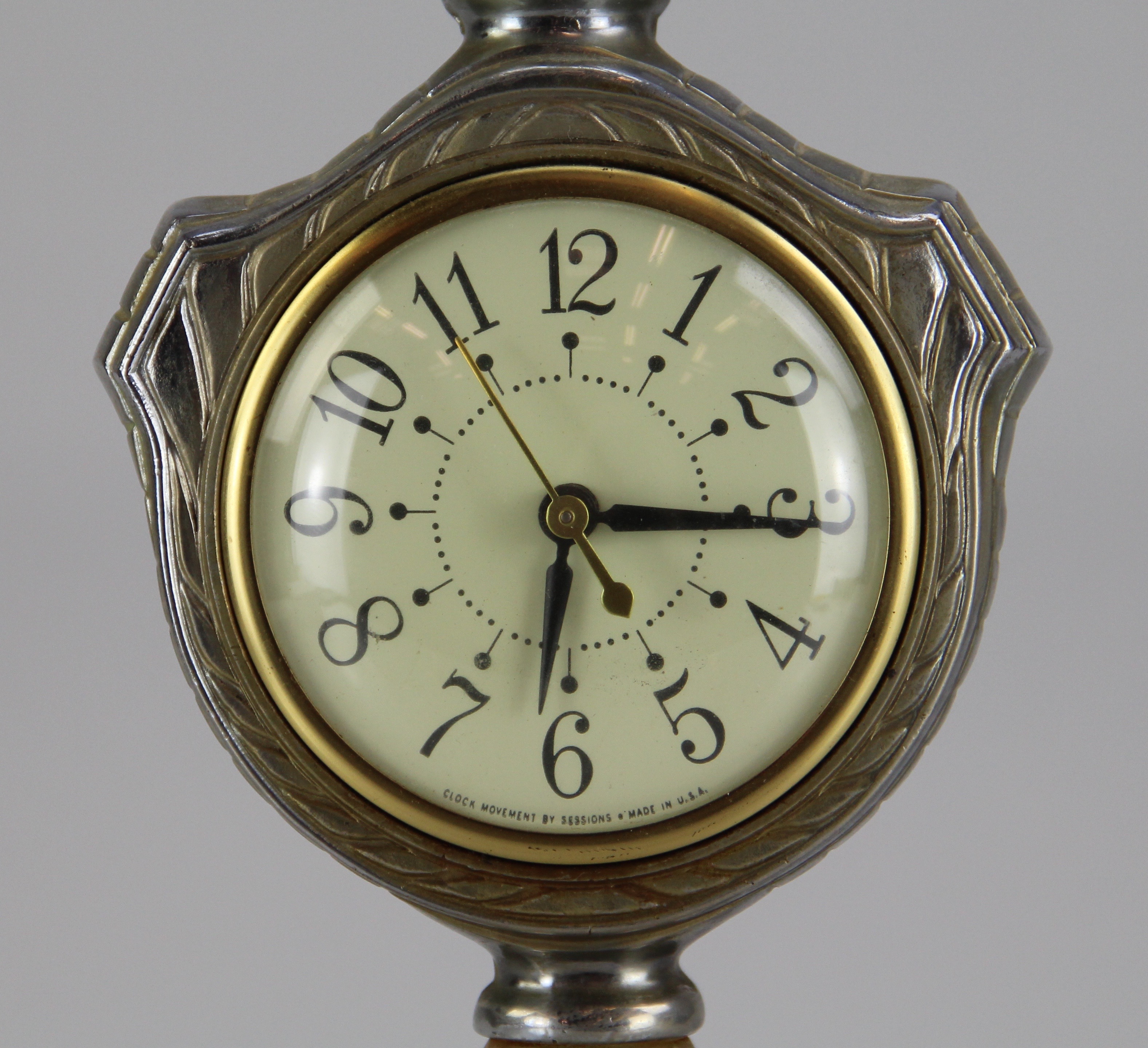 Vintage Agate and Metal Sessions Clock Lamp