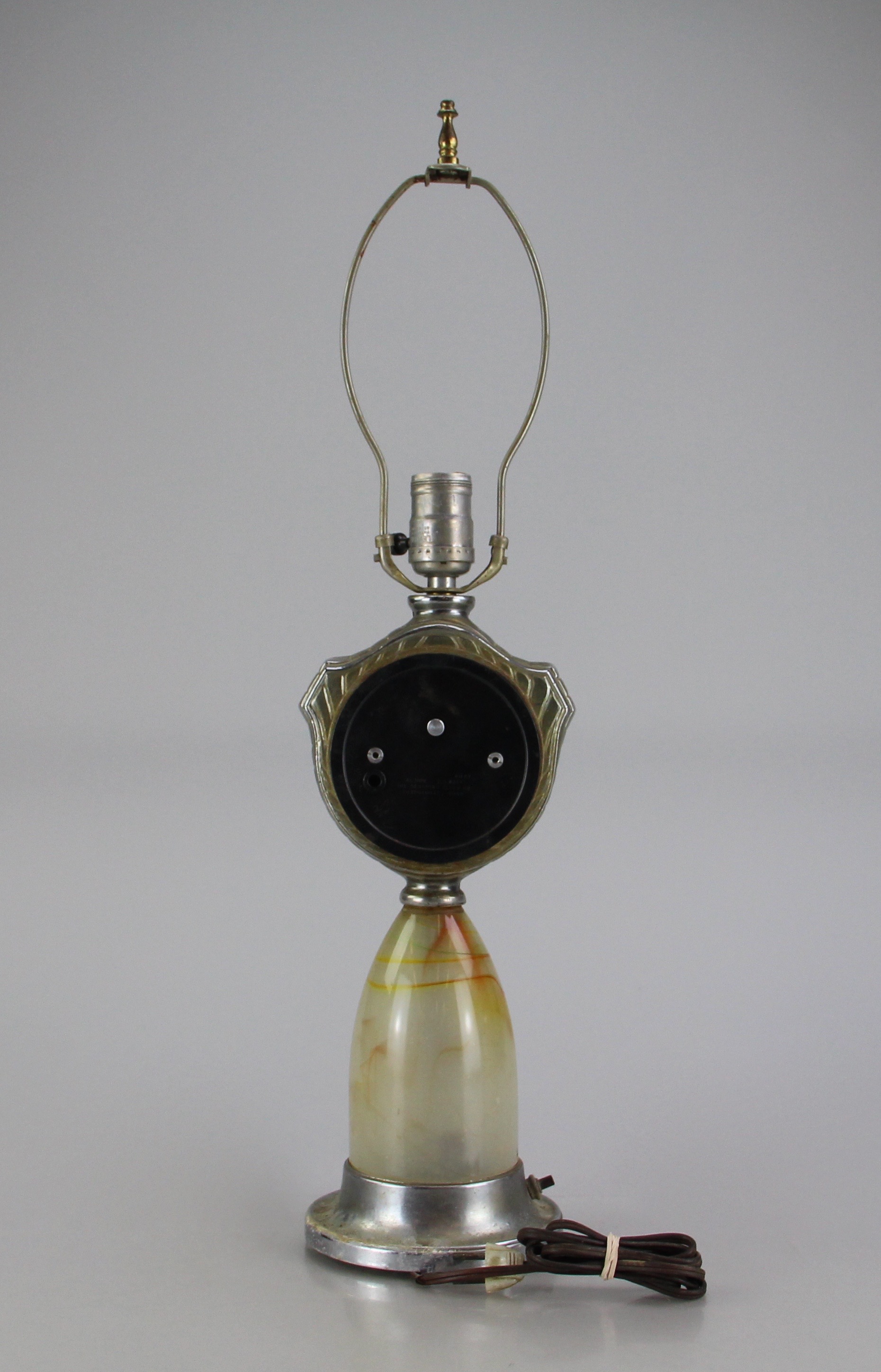 Vintage Agate and Metal Sessions Clock Lamp