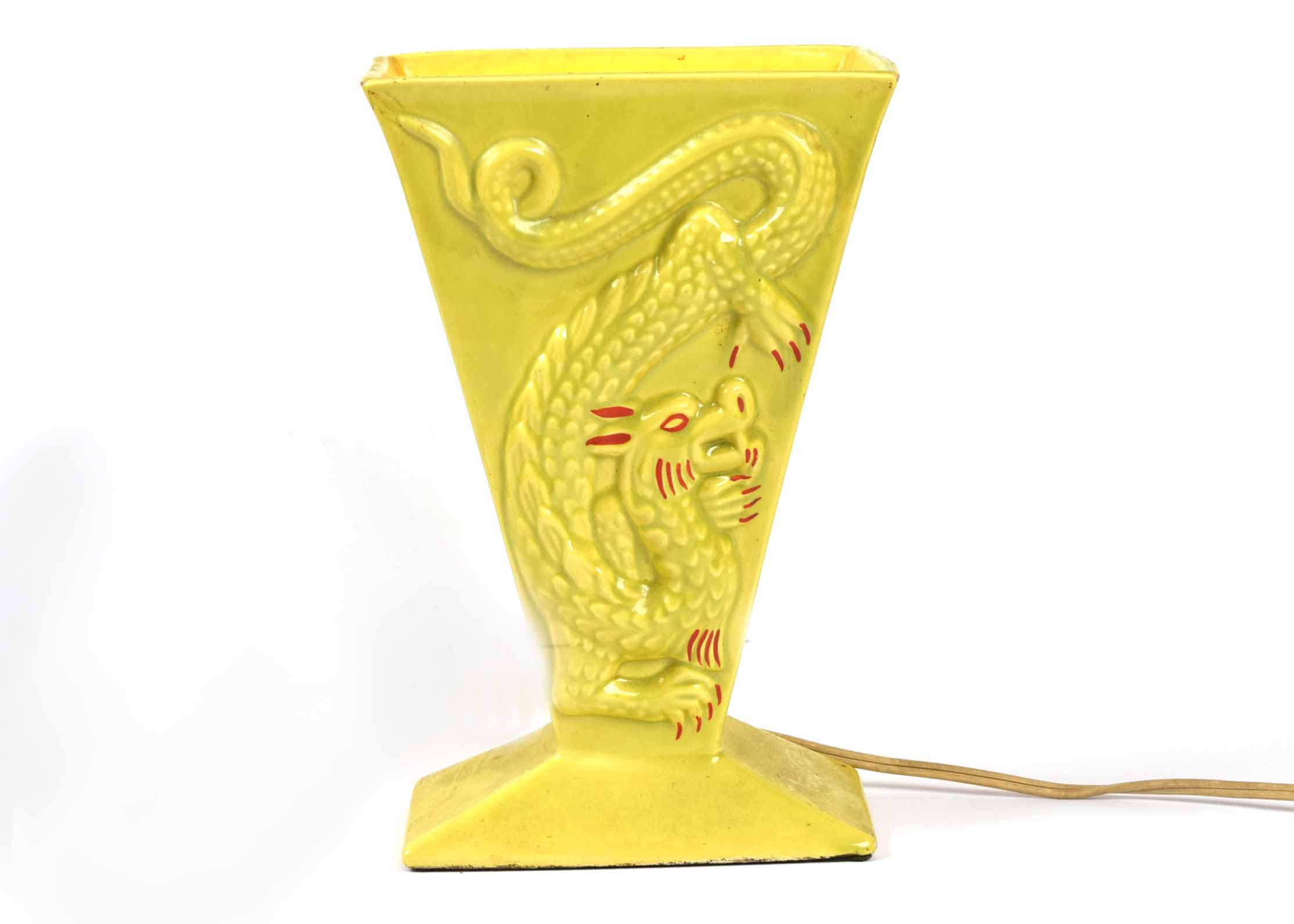 Vintage 1950 Walsco TV Lamp with Embossed Dragon