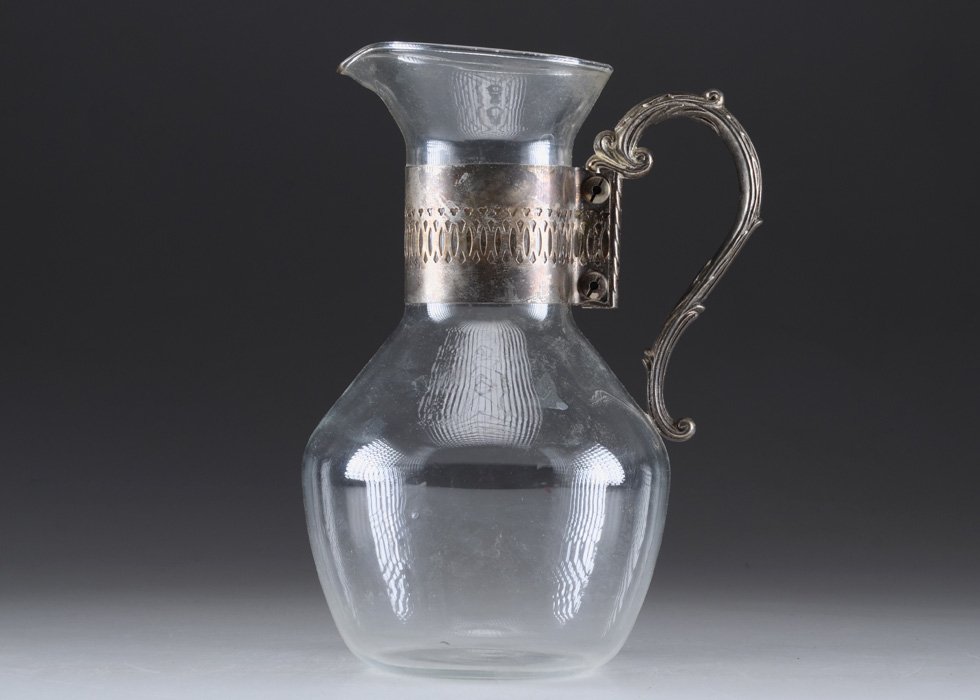 Glass Pitcher with Silver Plated Handle
