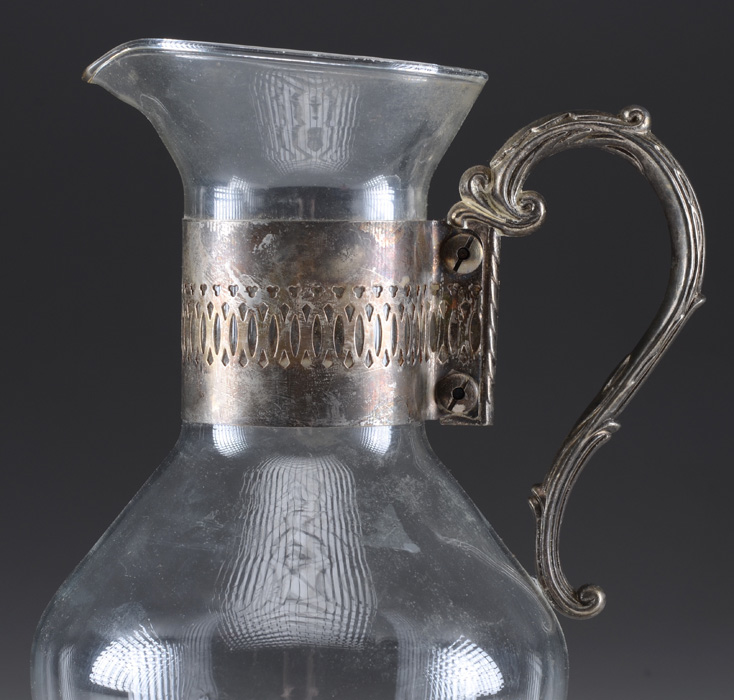 Glass Pitcher with Silver Plated Handle