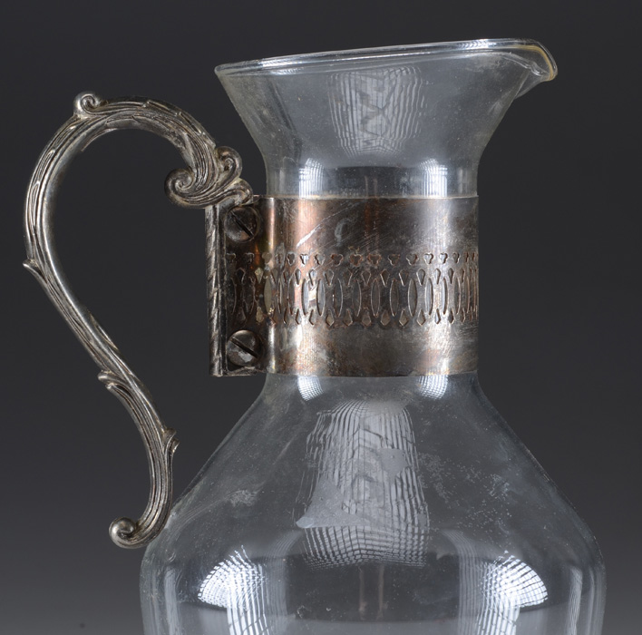 Glass Pitcher with Silver Plated Handle