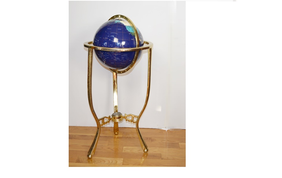 Floor Standing World Globe With Gemstone Inlay