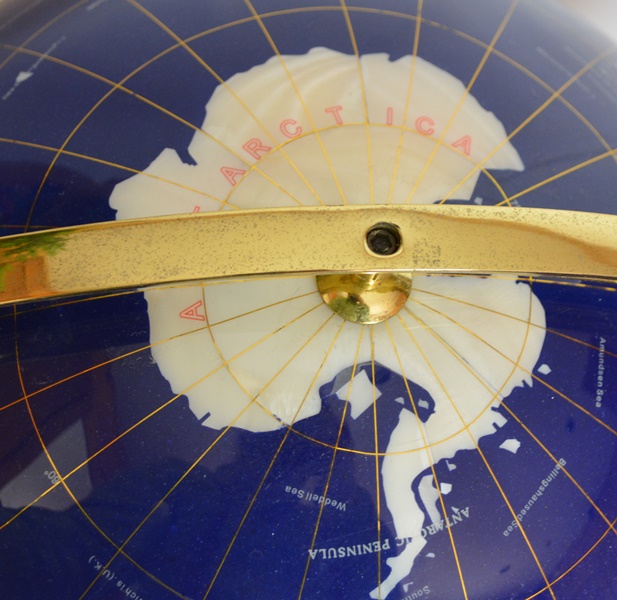 Floor Standing World Globe With Gemstone Inlay