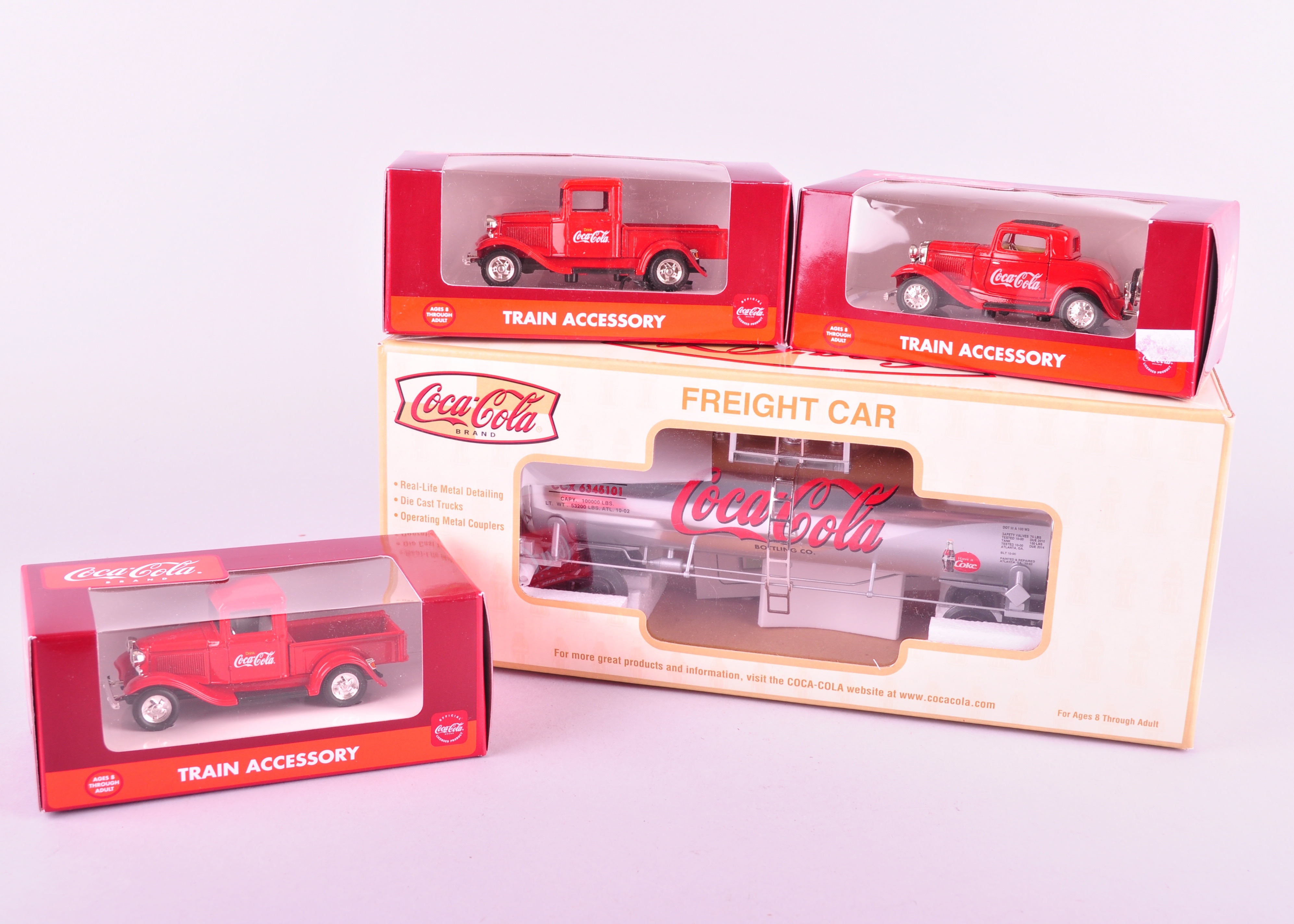 Coca-Cola Freight Car with Trio of Train Accessories