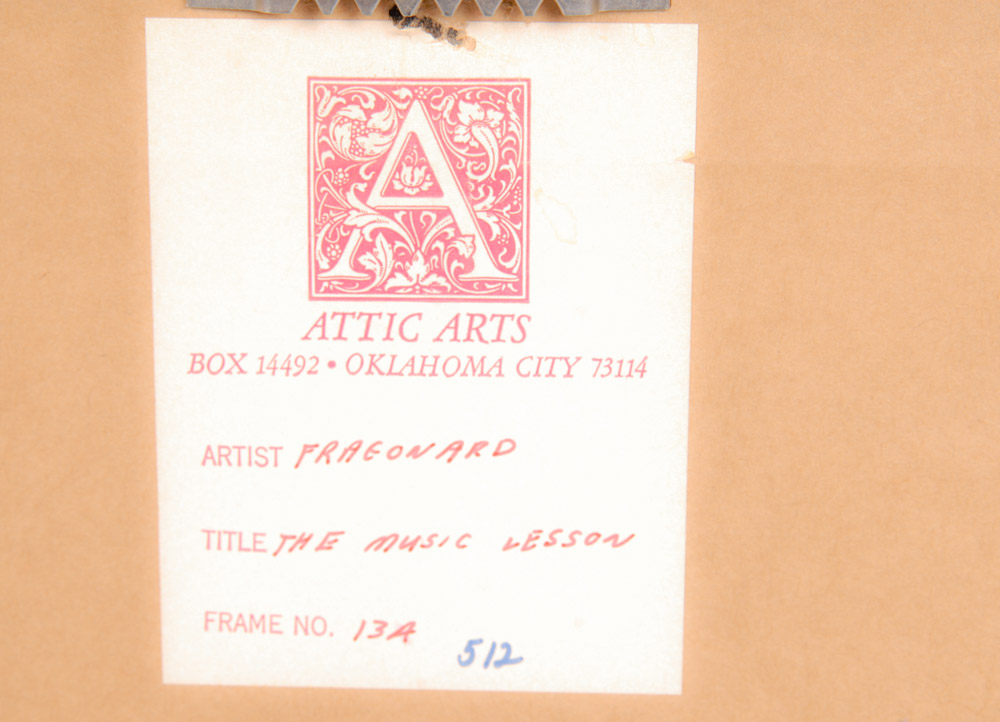 Giclee of Jean-Honore Fragonard's "The Music Lesson"