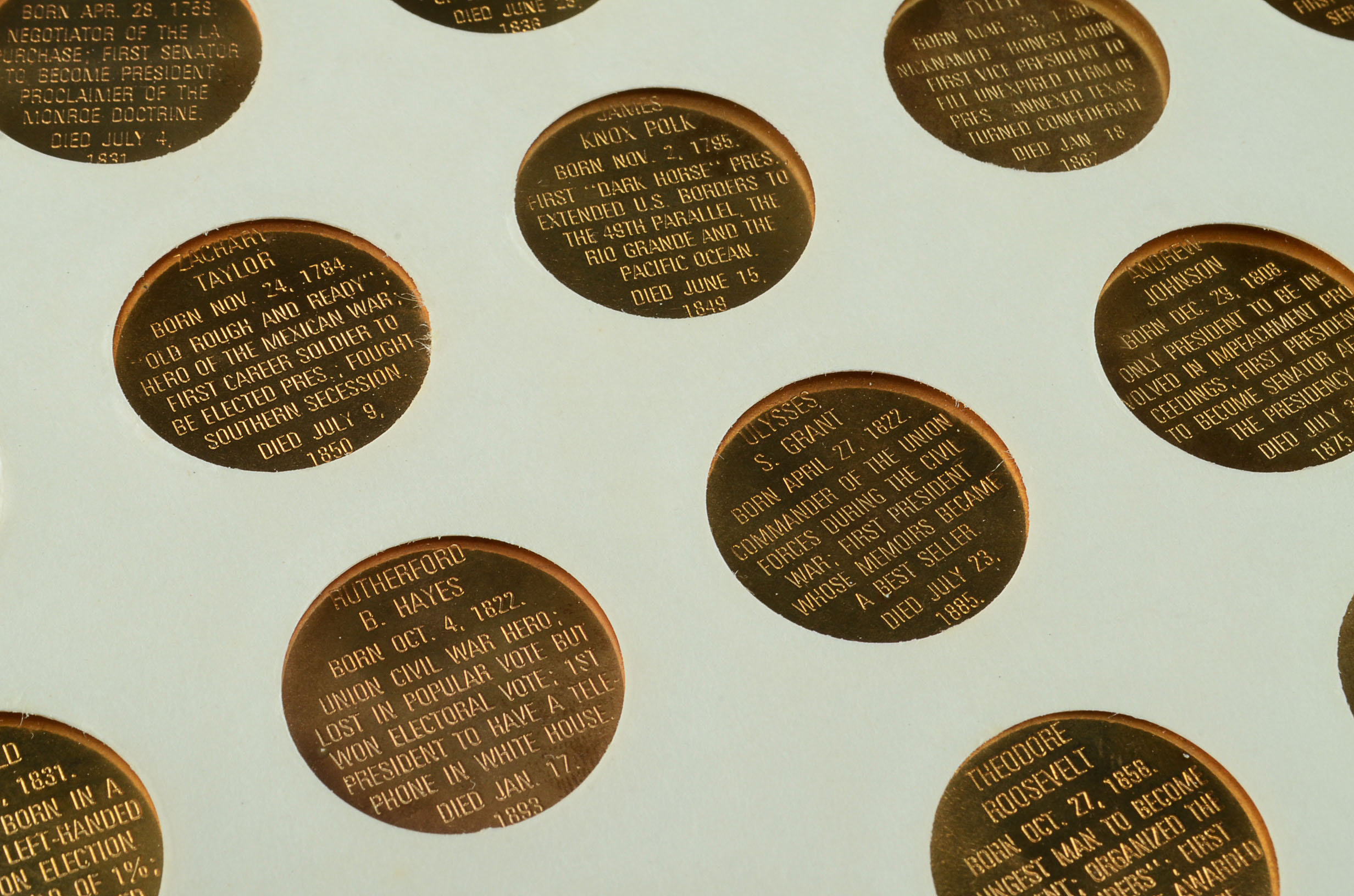 Set of Franklin Mint Presidential Coins