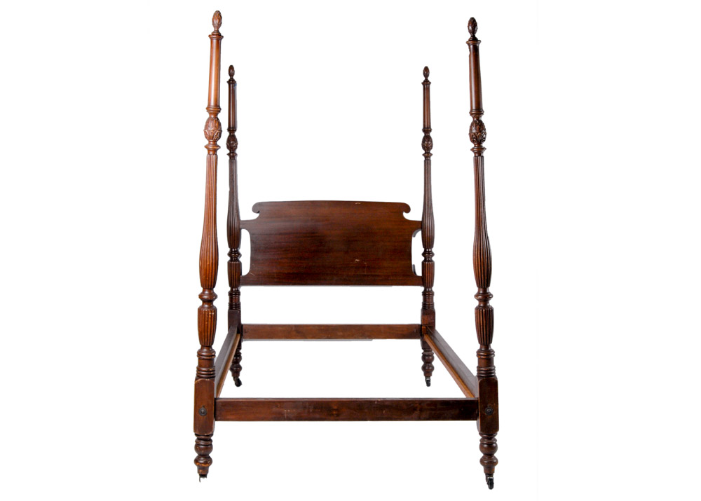 Full-Size Four Post Walnut Bed