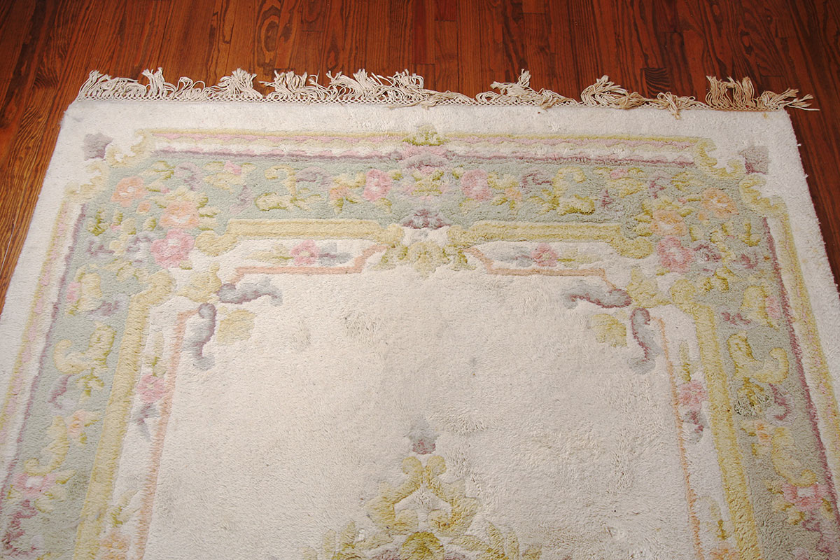 Hand-Knotted Indian Wool Cream and Flower Rug
