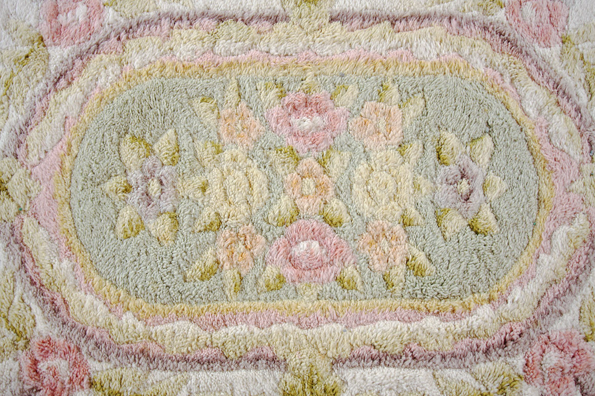 Hand-Knotted Indian Wool Cream and Flower Rug