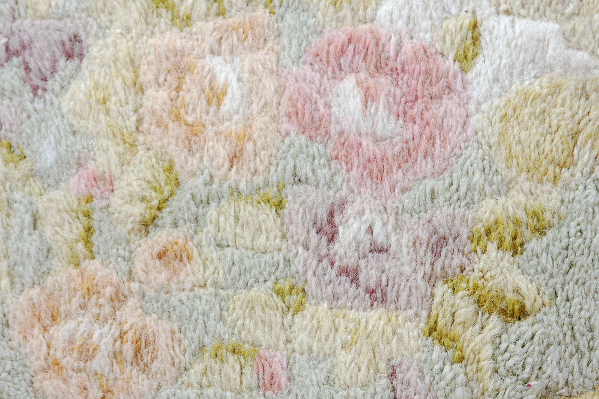 Hand-Knotted Indian Wool Cream and Flower Rug
