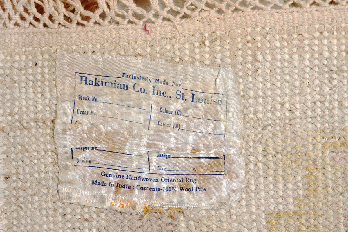 Hand-Knotted Indian Wool Cream and Flower Rug