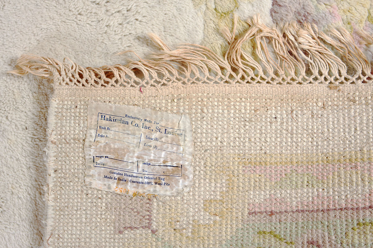 Hand-Knotted Indian Wool Cream and Flower Rug