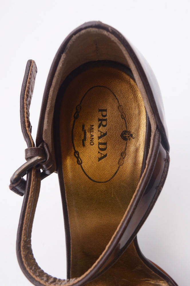 Prada Patent Leather Tortoise Sandals